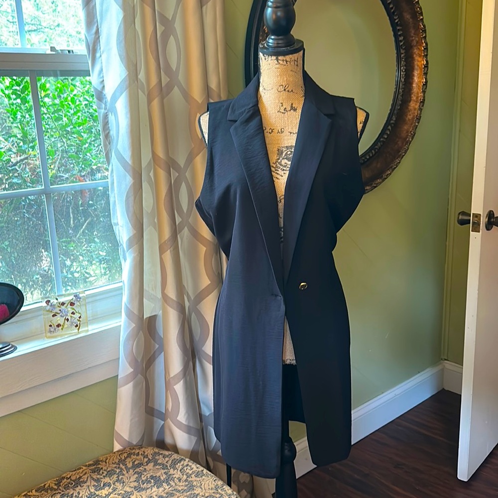 Calvin Klein large dress length vest with sash belt